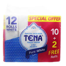 Tena Tissue 10 Pack Unwrapped