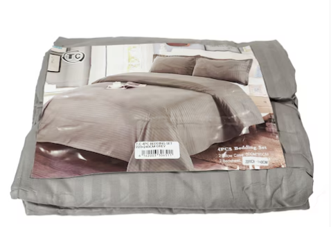T.C 4Pieces Bedding Set 220X240Cm Grey
